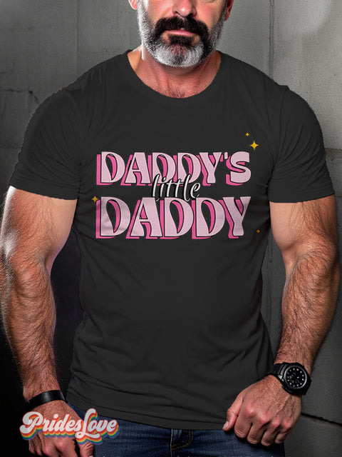 Daddy’s Little Daddy Rainbow LGBTQ Gay Print T-shirt Black / S