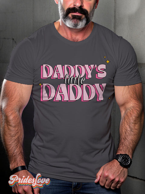 Daddy’s Little Daddy Rainbow LGBTQ Gay Print T-shirt Gray / S