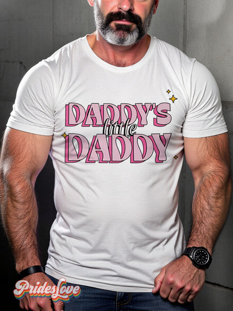 Daddy’s Little Daddy Rainbow LGBTQ Gay Print T-shirt White / S