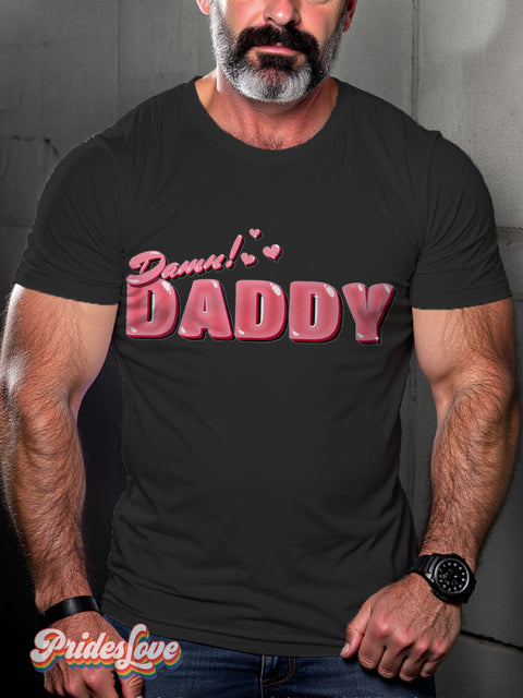 Damn Daddy LGBTQ Gay Print T-shirt Black / S