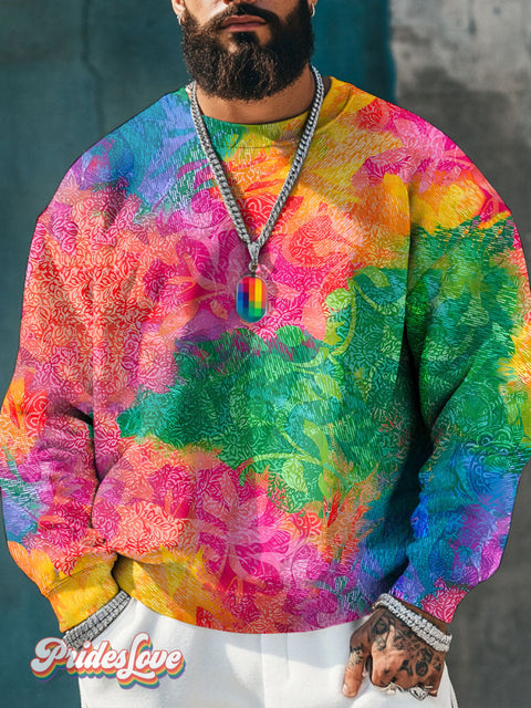 Dark Groove Gradient Tie Dye Rainbow Lgbtq Gay Print Casual Sweatshirt Multicolor / S