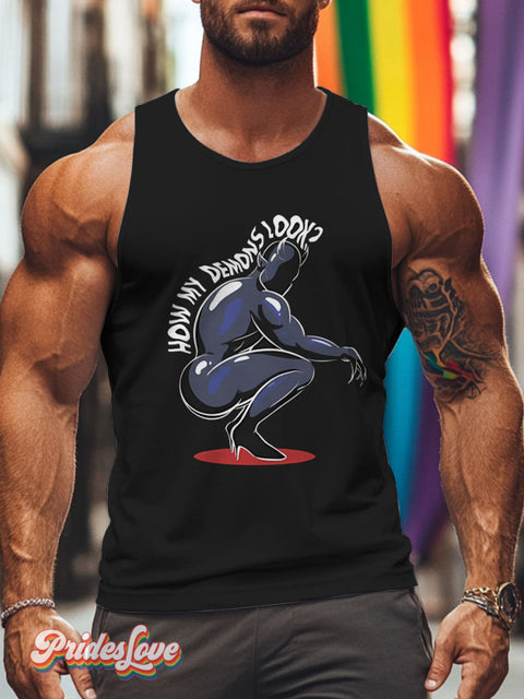 Demons Muscle Rainbow Lgbtq Gay Print Men’s Tank Top Multicolor / S