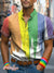 Doodle Gradient Stripes Rainbow Lgbt Gay Vintage Print Casual 100% Cotton Shirt Multicolor / S