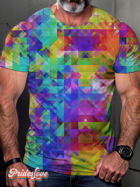 Doodle Rainbow Splice LGBTQ Gay Print T-shirt Multicolor / S