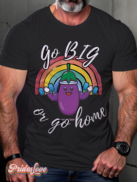 Eggplant Fitness Pride Rainbow LGBTQ Gay Print T-shirt Multicolor / S