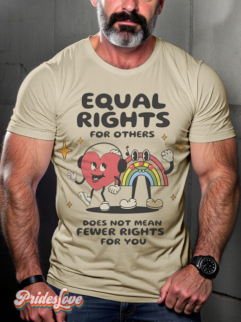 Equal Rights Ally Rainbow Lgbtq Gay Print T-Shirt Sand / S