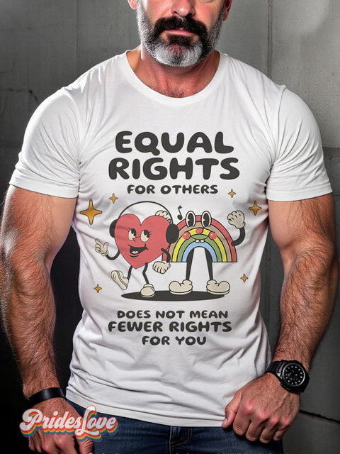 Equal Rights Ally Rainbow Lgbtq Gay Print T-Shirt White / S