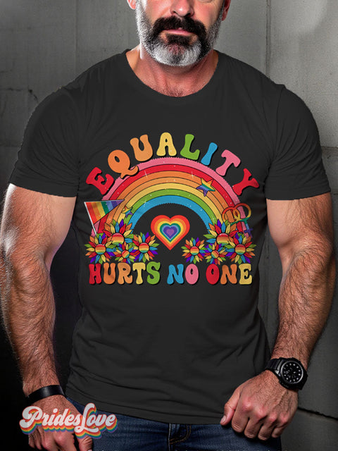 Equality Hurts No One Rainbow Lgbtq Gay Print T-Shirt Black / S