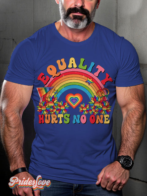 Equality Hurts No One Rainbow Lgbtq Gay Print T-Shirt Royalblue / S