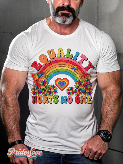 Equality Hurts No One Rainbow Lgbtq Gay Print T-Shirt White / S