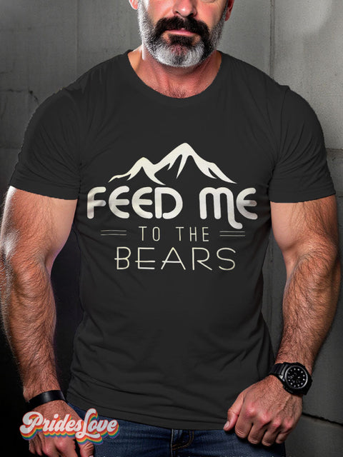 Feed Me Bears Lgbt Rainbow Gay Print T-Shirt Black / S