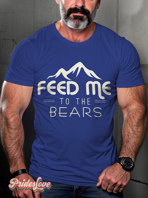 Feed Me Bears Lgbt Rainbow Gay Print T-Shirt Royalblue / S