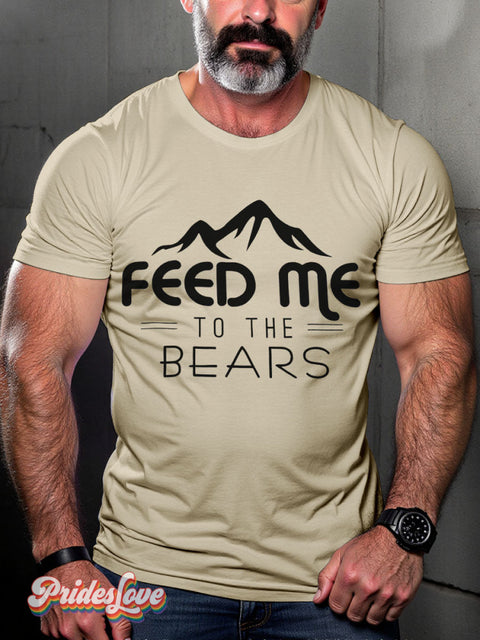 Feed Me Bears Lgbt Rainbow Gay Print T-Shirt Sand / S