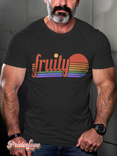 Fruity Rainbow Gradient Stripes LGBTQ Gay Print T-shirt Black / S