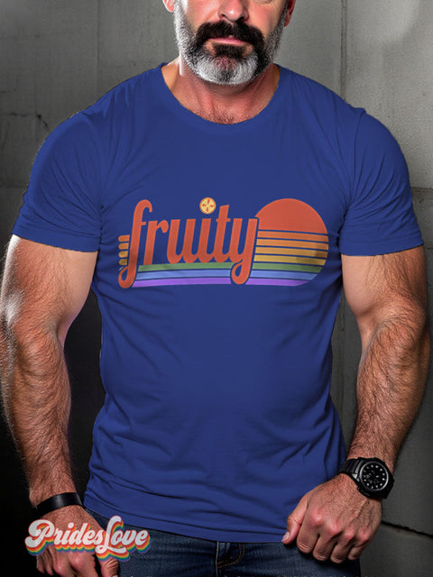 Fruity Rainbow Gradient Stripes LGBTQ Gay Print T-shirt RoyalBlue / S