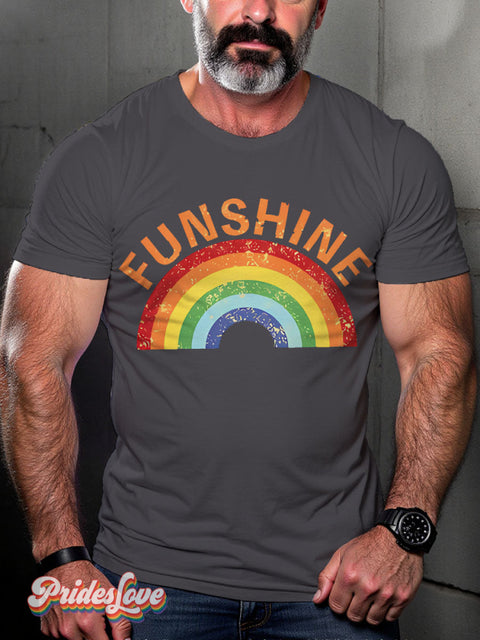 Fun shine Pride Rainbow LGBTQ Gay Print T-shirt Gray / S