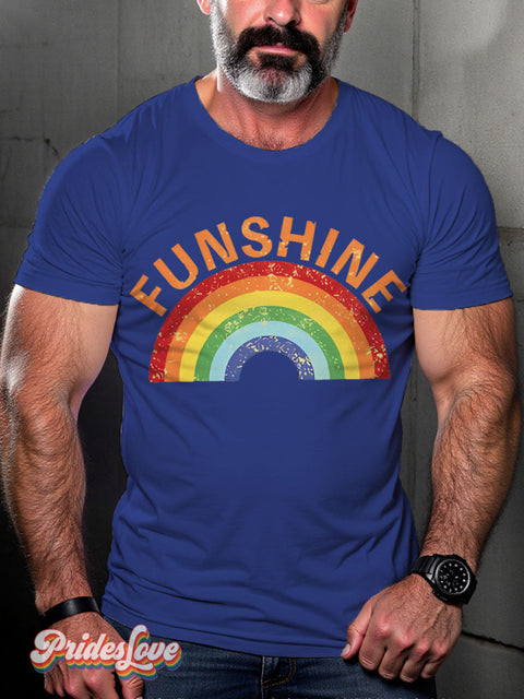Fun shine Pride Rainbow LGBTQ Gay Print T-shirt RoyalBlue / S