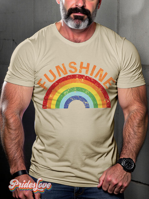 Fun shine Pride Rainbow LGBTQ Gay Print T-shirt Sand / S