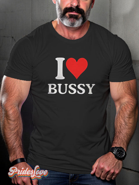 Funny Bussy Rainbow LGBTQ Gay Boyfriend Gift Print T-shirt Black / S