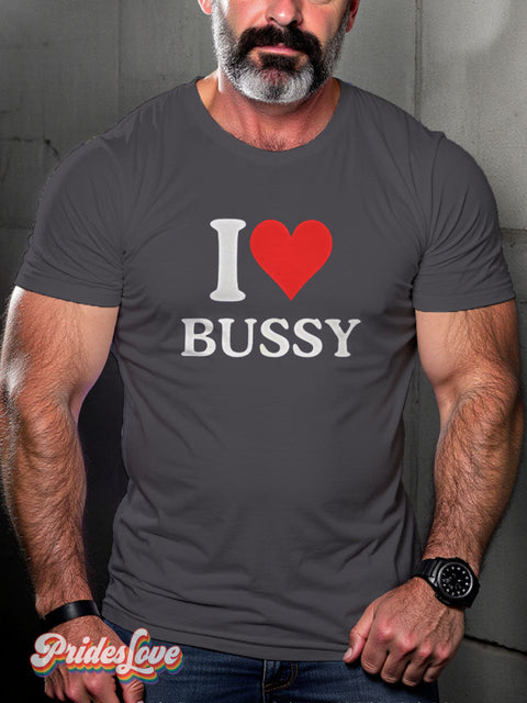 Funny Bussy Rainbow LGBTQ Gay Boyfriend Gift Print T-shirt Gray / S