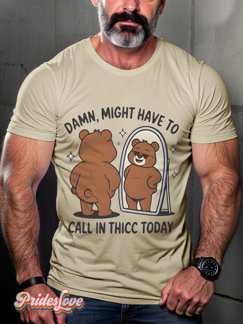 Funny Saying Rainbow Bear Pride LGBTQ Gay Print T-shirt Sand / S