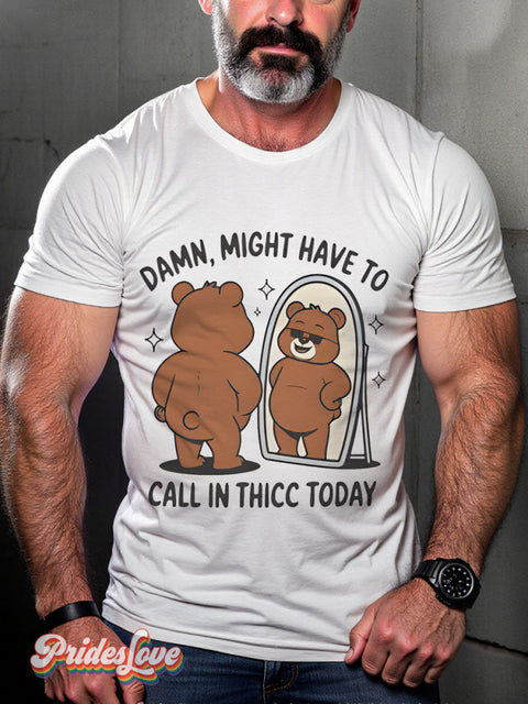 Funny Saying Rainbow Bear Pride LGBTQ Gay Print T-shirt White / S