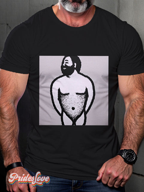 Gay Male Body Rainbow LGBTQ Print T-shirt Multicolor / S
