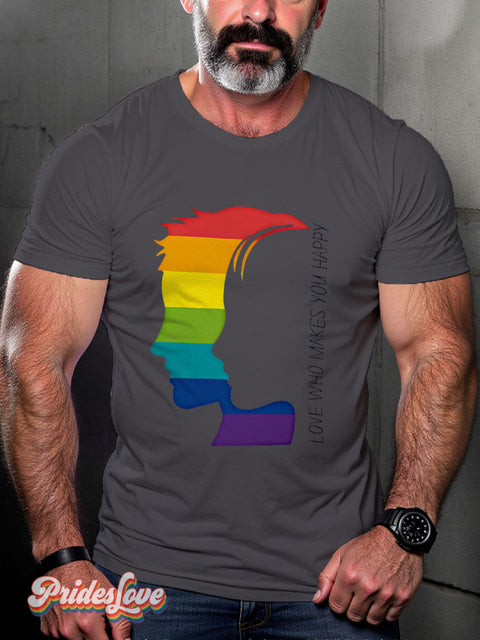 Gay Profile Pride Rainbow LGBTQ Print T-shirt Gray / S