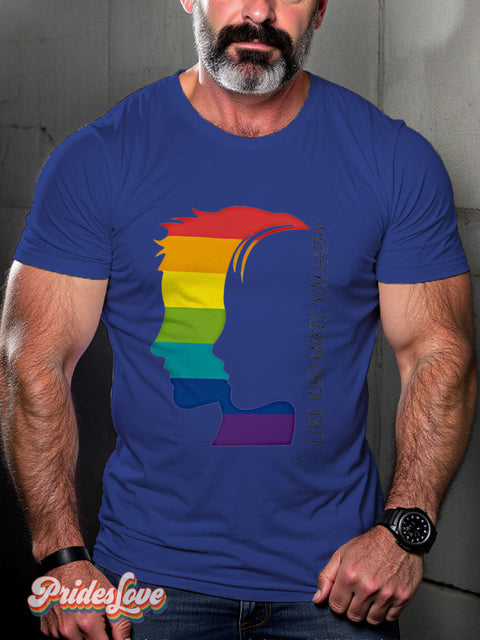Gay Profile Pride Rainbow LGBTQ Print T-shirt RoyalBlue / S