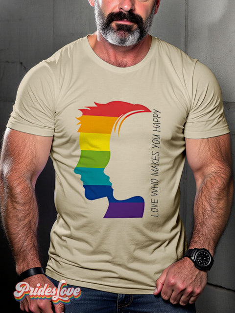 Gay Profile Pride Rainbow LGBTQ Print T-shirt Sand / S