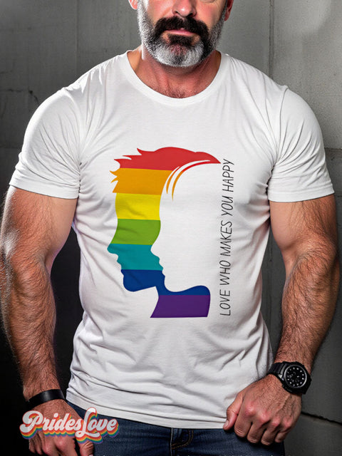 Gay Profile Pride Rainbow LGBTQ Print T-shirt White / S