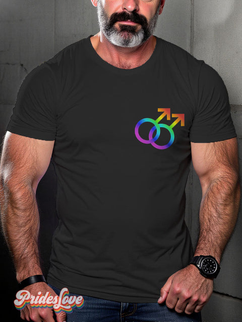 Gay Symbol Rainbow LGBTQ Print T-shirt Black / S