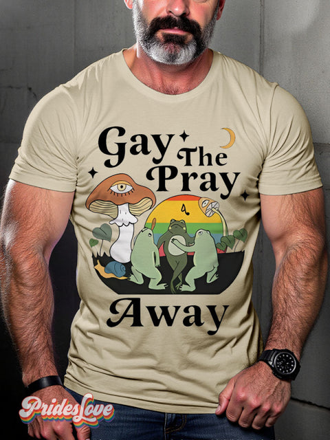 Gay The Pray Away Frog Lgbt Rainbow Print T-Shirt Sand / S
