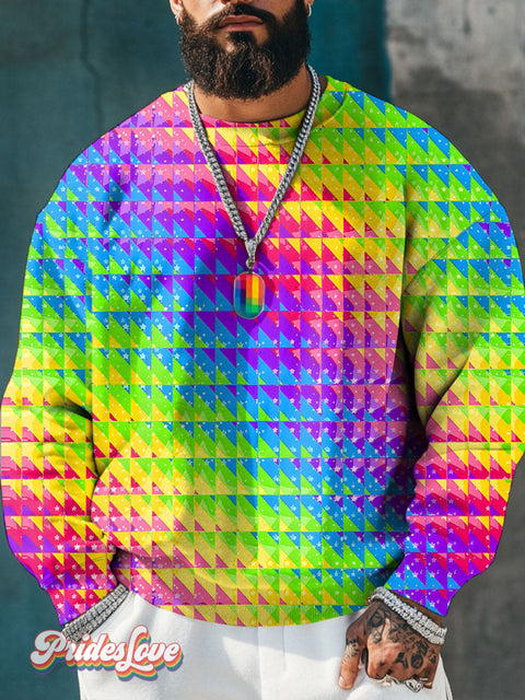 Gradient Splice Fashion Rainbow Lgbtq Gay Print Casual Sweatshirt Multicolor / S