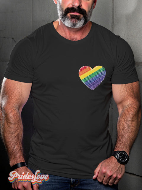 Heart Doodle Rainbow LGBTQ Gay Print T-shirt Black / S