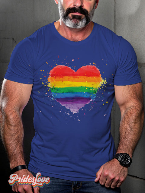 Heart Ink Spots Rainbow Lgbtq Gay Print T-Shirt Royalblue / S