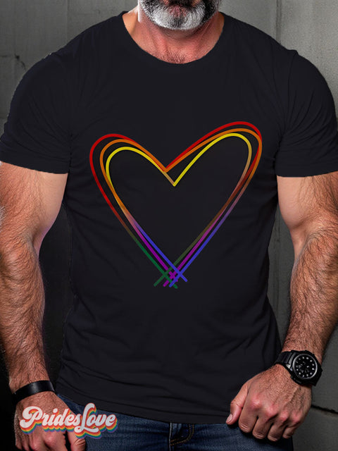 Heart Pride Gifts Rainbow LGBTQ Gay Print T-shirt Multicolor / S