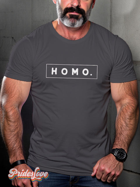 Homo LGBT Proud Mouth Casual Print T-shirt Grey / S