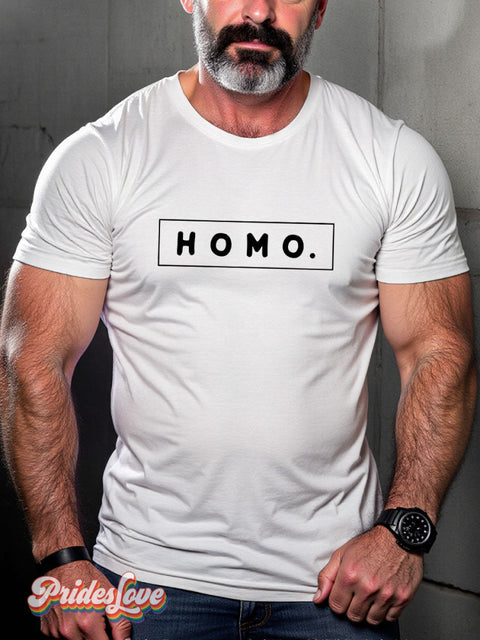 Homo LGBT Proud Mouth Casual Print T-shirt White / S