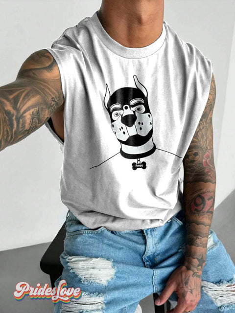 Human Pup Play Hood Mask Lgbt Rainbow Gay Print Men’s Wide Shoulder Vest Colorful / S