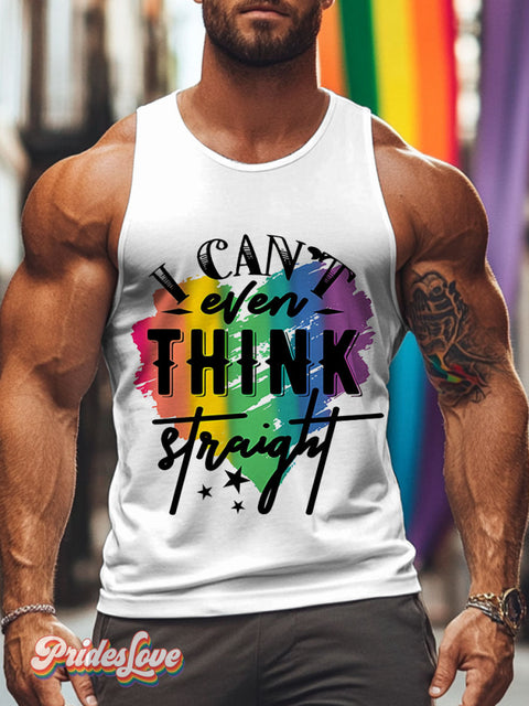I Can’t Even Think Straight Lgbt Rainbow Gay Print Men’s Tank Top Multicolor / S