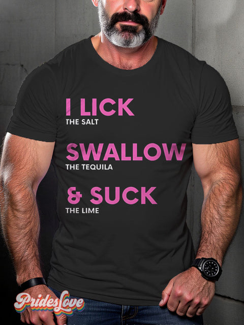 I Like Swallow Suck Rainbow LGBTQ Gay Print T-shirt Black / S