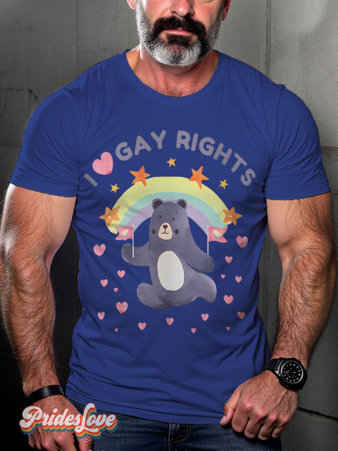 I Love Gay Rights Rainbow LGBTQ Gay Print T-shirt RoyalBlue / S