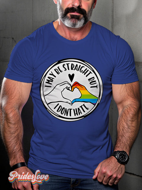 I May Be Straight But Don’t Hate Pride Gift Lgbt Rainbow Gay Print T-Shirt Royalblue / S