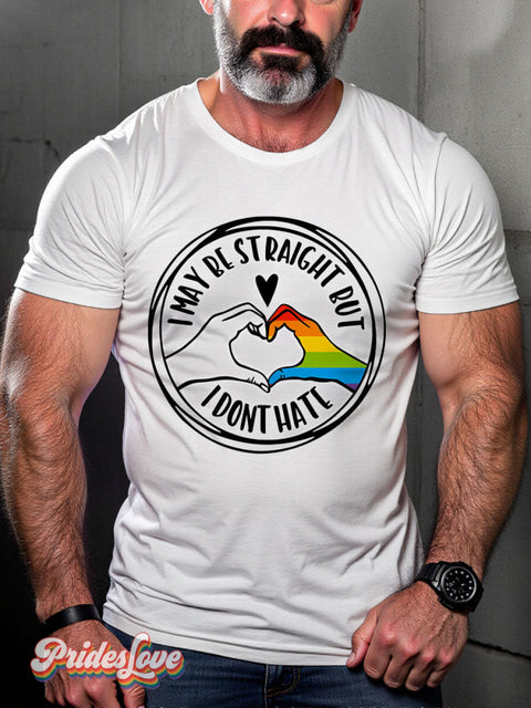 I May Be Straight But Don’t Hate Pride Gift Lgbt Rainbow Gay Print T-Shirt White / S