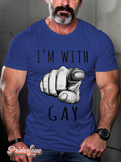 I’m With Gay Rainbow LGBTQ Print T-shirt RoyalBlue / S