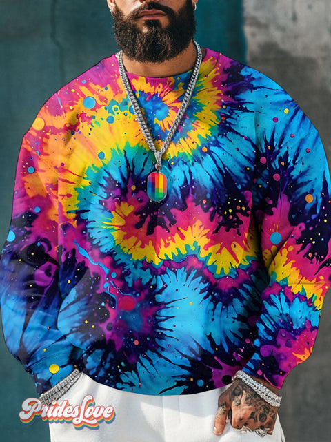 Ink Spots Tie Dye Rainbow Lgbtq Gay Print Casual Sweatshirt Multicolor / S