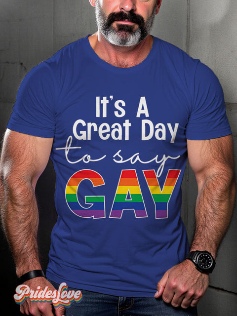 It’s OK To Say Gay Rainbow LGBTQ Gay Print T-shirt RoyalBlue / S