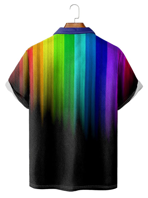 Rainbow Gradient Print Art Print Casual Polo Shirt