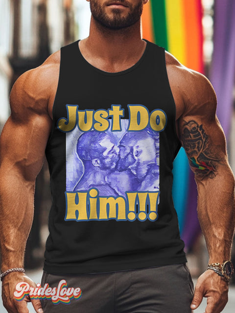 Just Do Him Muscle Rainbow Lgbtq Gay Gift For Boyfriend Print Men’s Tank Top Multicolor / S